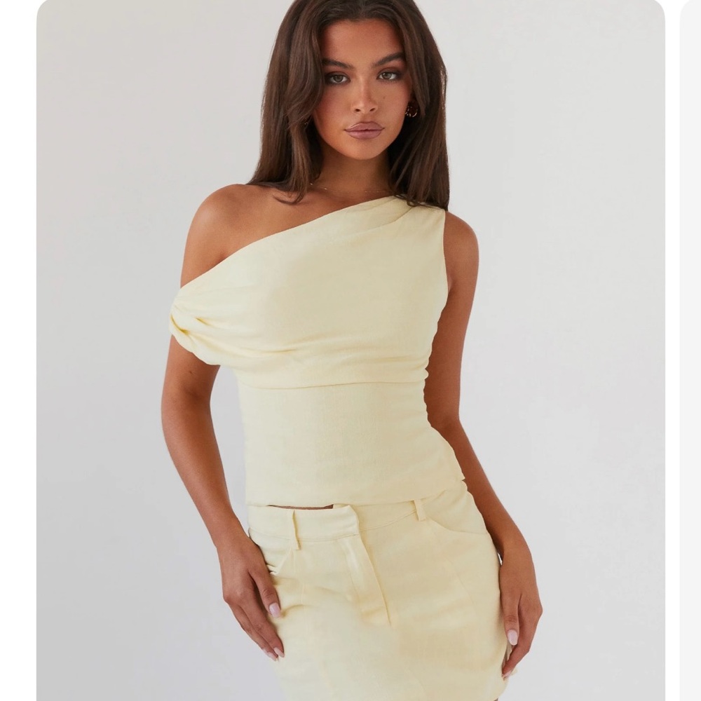 Peppermayo Yellow Asymmetrical One Shoulder top
